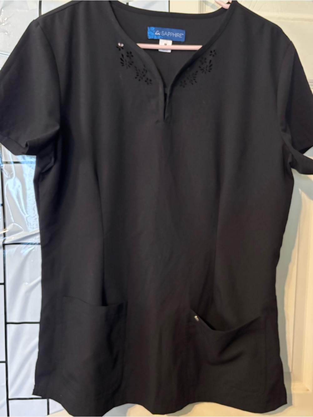 Koi black scrub top